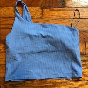 Lululemon Ribbed Nulu Asymmetrical Yoga Tank Top size 8 Blue